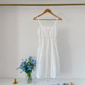 Womens Spagetti Stripe White Lace Dress