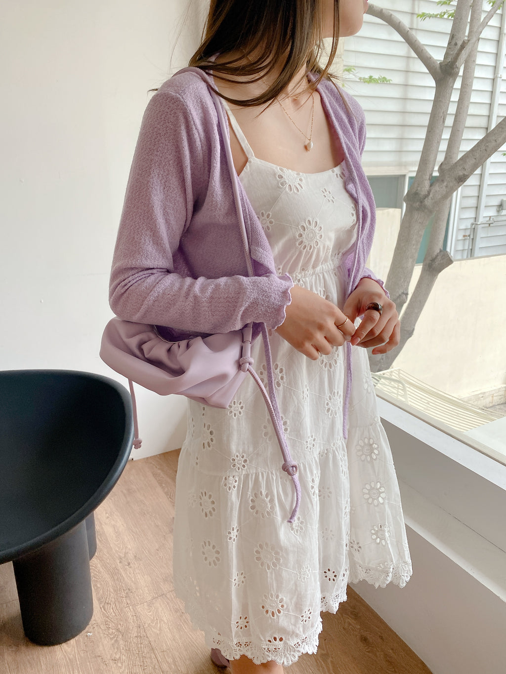 Womens Spagetti Stripe White Lace Dress